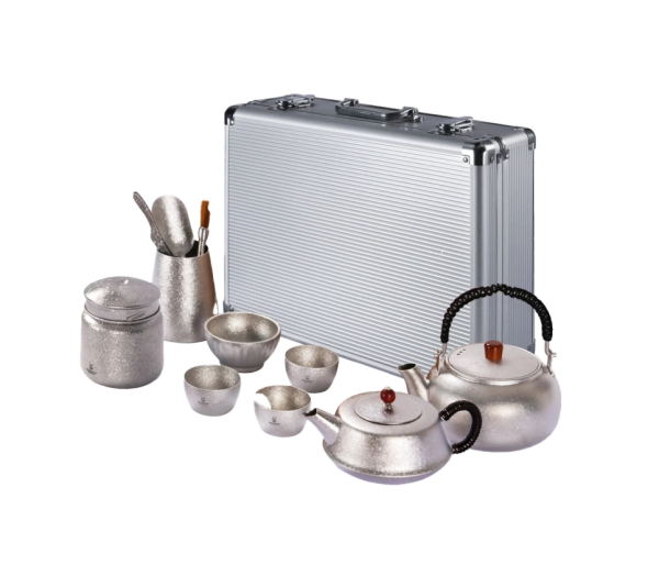 Large Crystallized Titanium Travel Tea Set